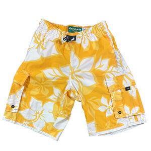 Abercrombie & Fitch Yellow Tropical Print Cargo Swim Shorts Size Large